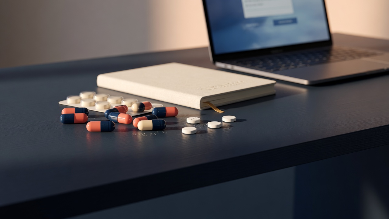 Premium nutraceutical capsules and a workspace for VitVista enquiries
